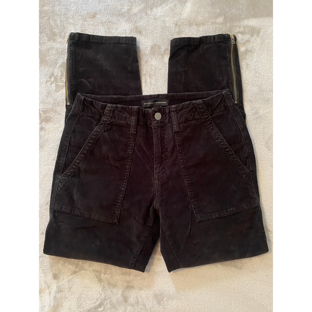 Sanctuary x Anthropologie Pants Sz 27 Black Corduroy Utility Ankle Zip Edgy Chic